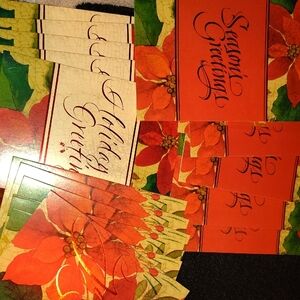Festive Holiday Greeting Cards with Poinsettia Design
